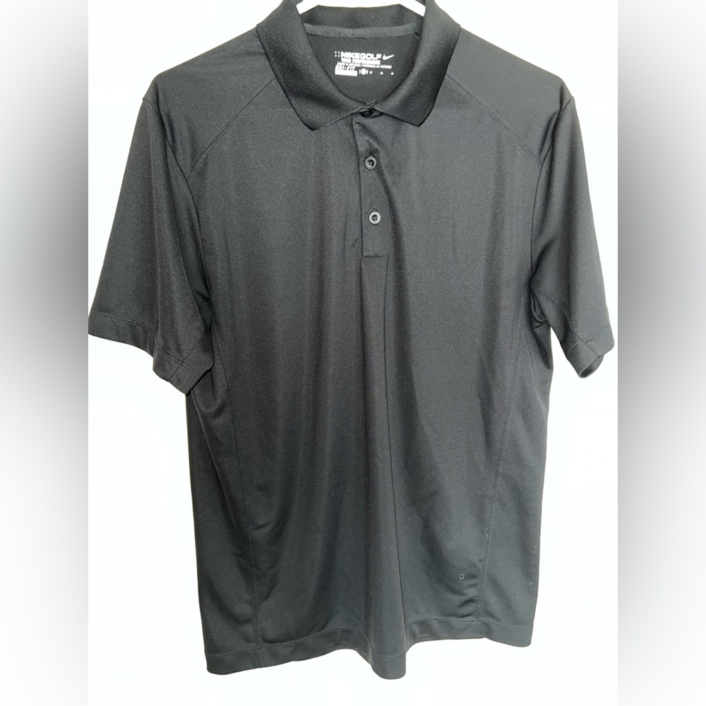 Nike Golf Mens Polo Shirt Size Black Dri Fit Collar Short Sleeve - M